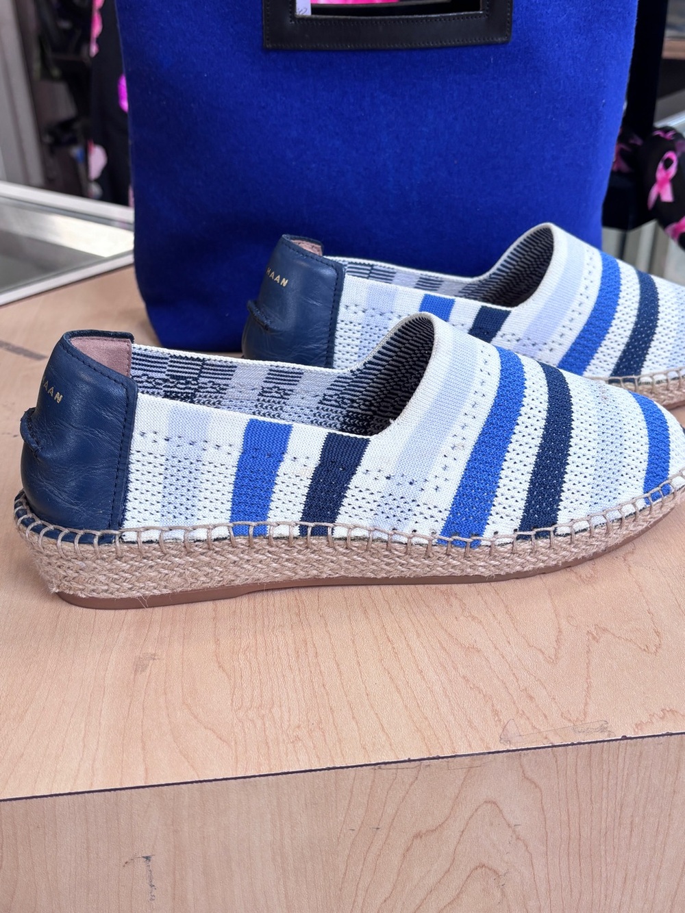 Cole Haan Striped Knit Slip-On Espadrilles — White, Blue & Navy - Picture 2 of 4
